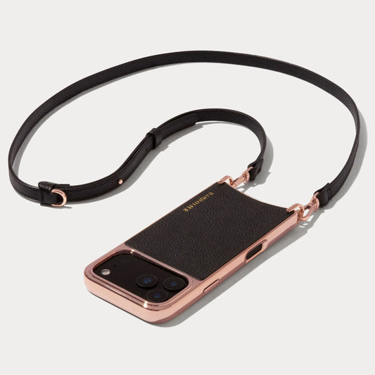 Rayna Chrome Crossbody Phone Case - Black/Chrome Rose Gold