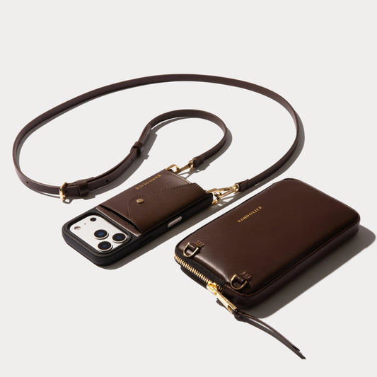 Donna Pouch Set - Espresso Brown/Gold