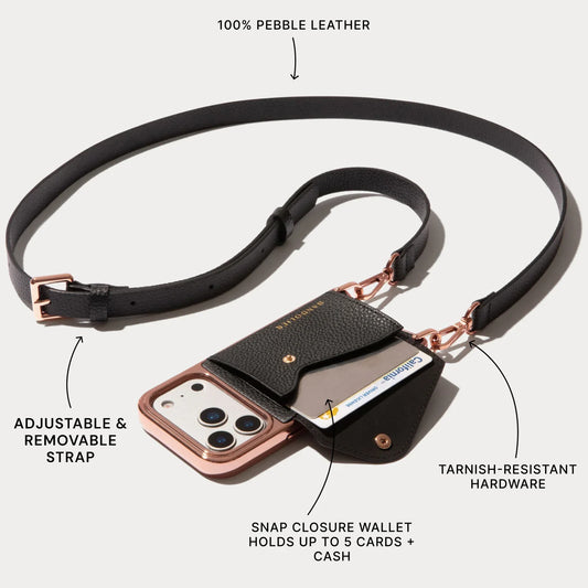 Hailey Pouch Set - Black/Chrome Rose Gold