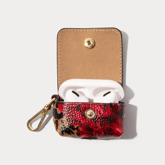 Avery AirPod Clip-On Pouch - Ceci Dark FloralCheetah/Gold