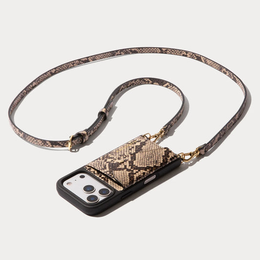 Donna Crossbody Phone Case - Grey Snake/Gold