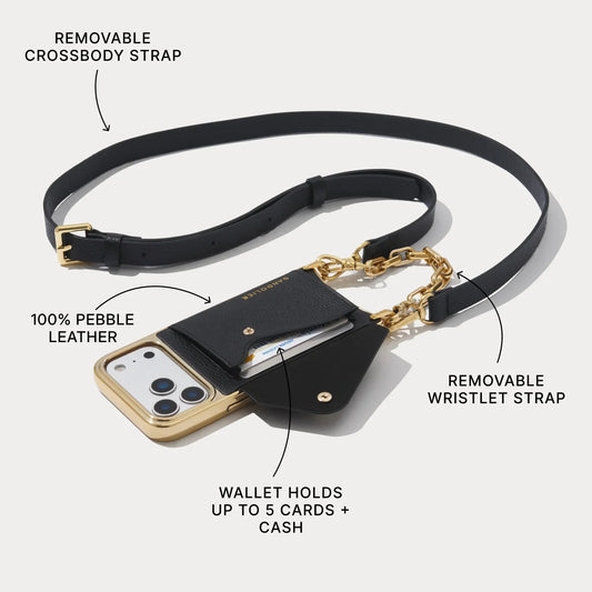 Hailey Astrid Wristlet Set - Black/Gold