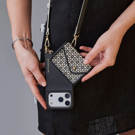 Mira Magnet Wallet Crossbody Phone Case - Black Ivory/Gold