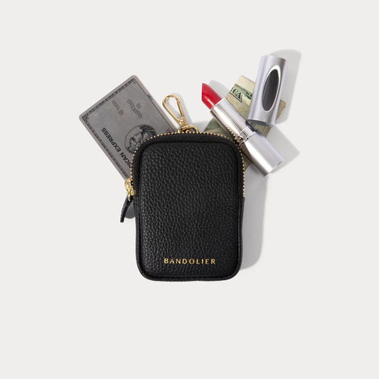 Mini Zip Clip-On Pouch - Black/Gold