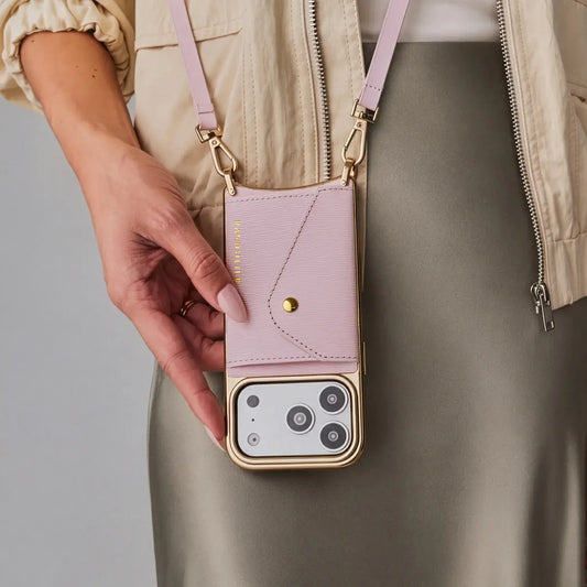 Donna Chrome Crossbody Phone Case - Pink Wave/Chrome Gold