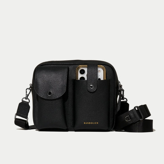 Dillon Dual Pocket Crossbody Bag - Black/Pewter