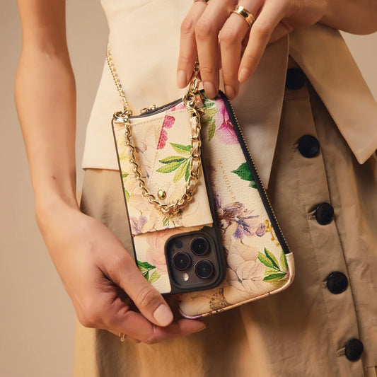 Expanded Zip Pouch - Ceci Ivory Floral/Gold