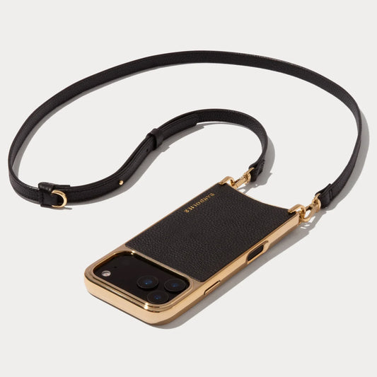 Rayna Chrome Crossbody Phone Case - Black/Gold