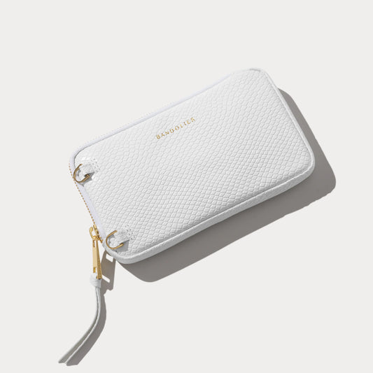 Expanded Zip Pouch - White Snake/Gold