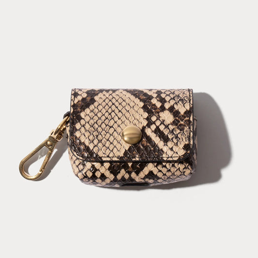 Avery AirPods Clip-On Pouch - Grey Snake/Gold