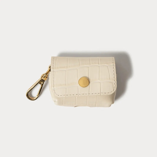 Avery AirPods Clip-On Pouch - Ivory Croc/Gold