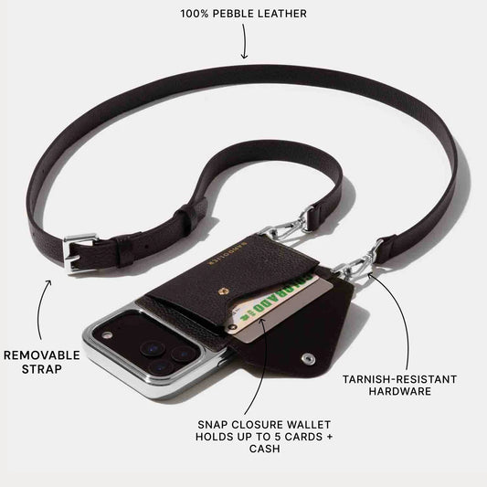 Hailey Pouch Set - Black/Chrome Silver