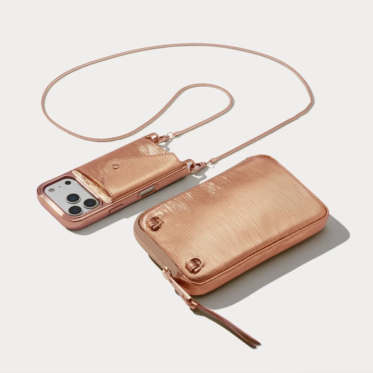 Gia Chrome Pouch Set - Rose Gold Wave/Rose Gold