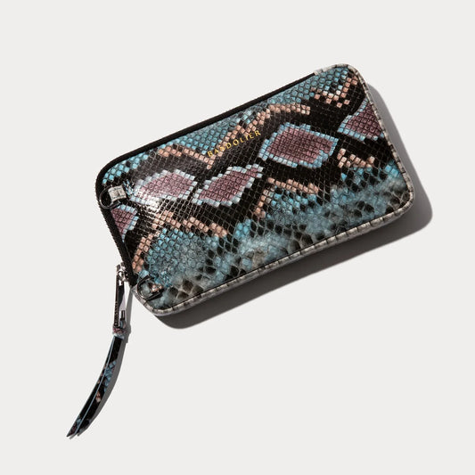 Expanded Zip Pouch - Prism Snake/Silver Chrome