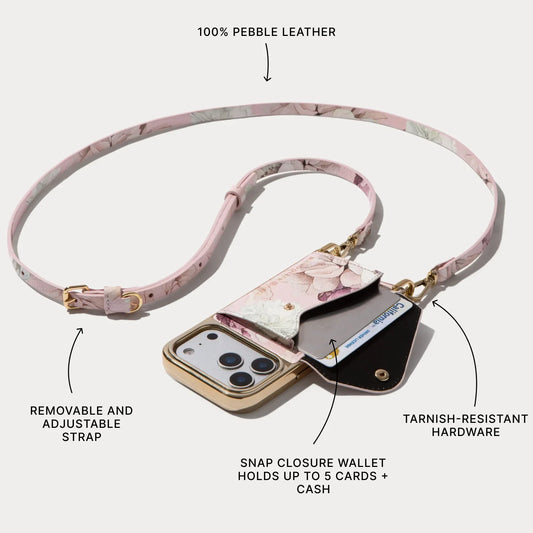 Donna Pouch Set - Pink Floral/Chrome Gold