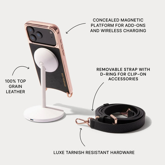 Rayna Chrome Pouch Set - Black/Chrome Rose Gold
