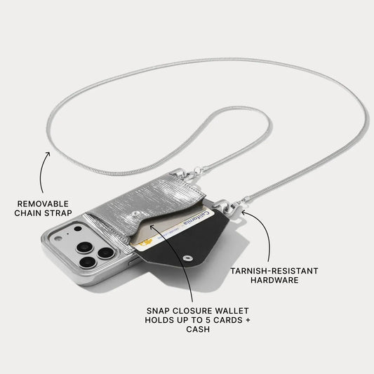 Gia Chrome Pouch Set - Silver Wave/Silver