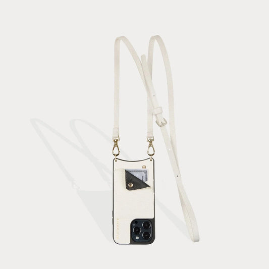 Emma Pebble Leather Crossbody Bandolier - Ivory/Gold