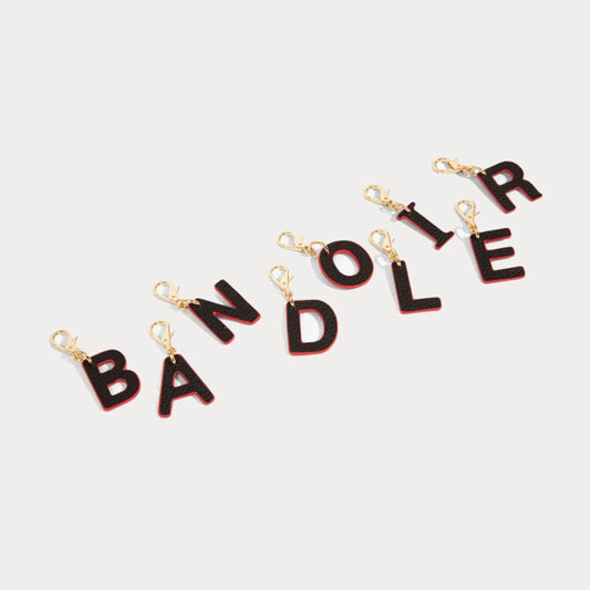 Dye Cut Initial Charm - Black/Classic Red/Gold