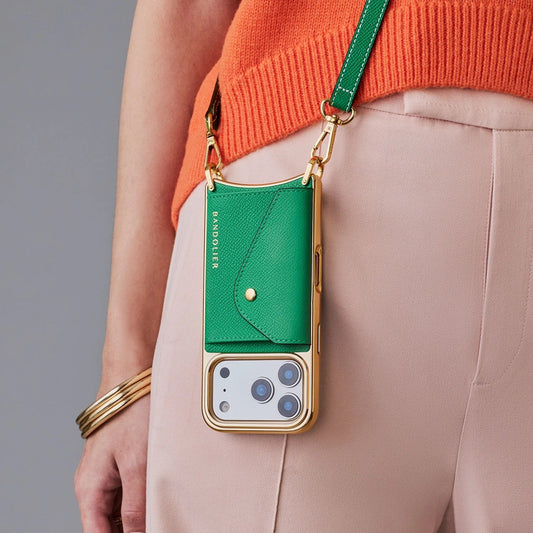 Donna Chrome Crossbody Phone Case - Fern Green/Gold