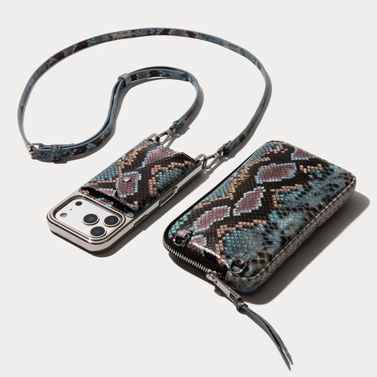 Donna Pouch Set - Prism Snake/Silver Chrome