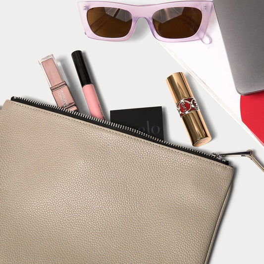 Carryall Zip Pouch - Greige/Silver