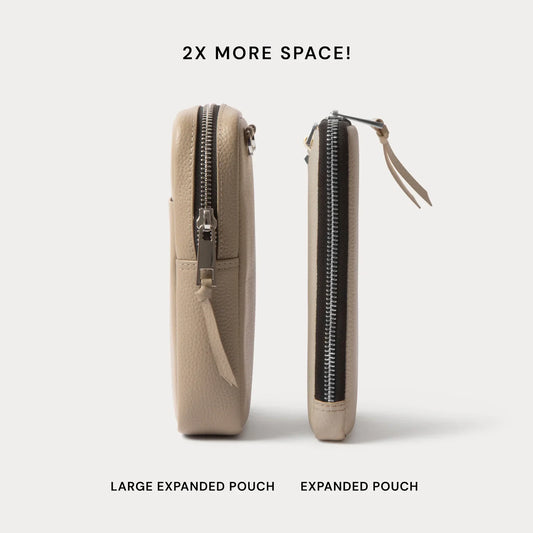 Large Expanded Pouch Set - Greige/Silver
