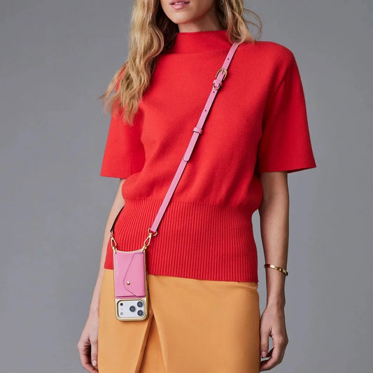 Donna Chrome Crossbody Phone Case - Flamingo Pink/Gold