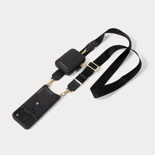 Bodie Crossbody with Mini Zip Pouch- Black/Gold