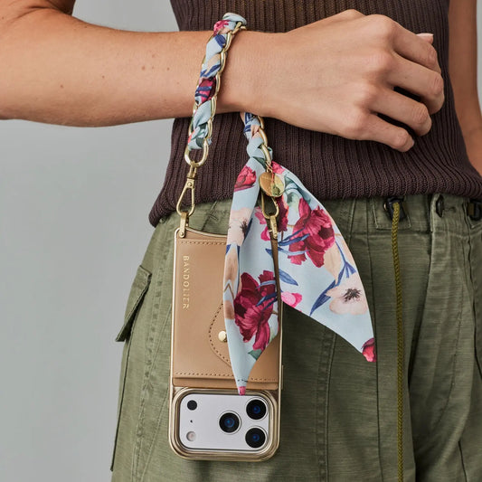 Scarf Twilly Wristlet - Ceci Blue Floral/Gold