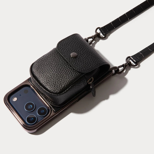 Remi Magnetic Zipper Pouch - Black/Pewter