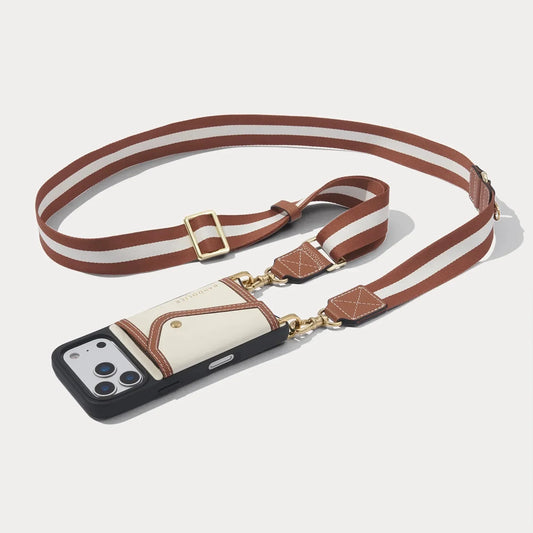 Brooke Canvas Crossbody Phone Case - Cream Sienna/Gold