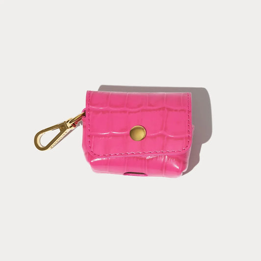 Avery AirPods Clip-On Pouch - Magenta Croc/Gold